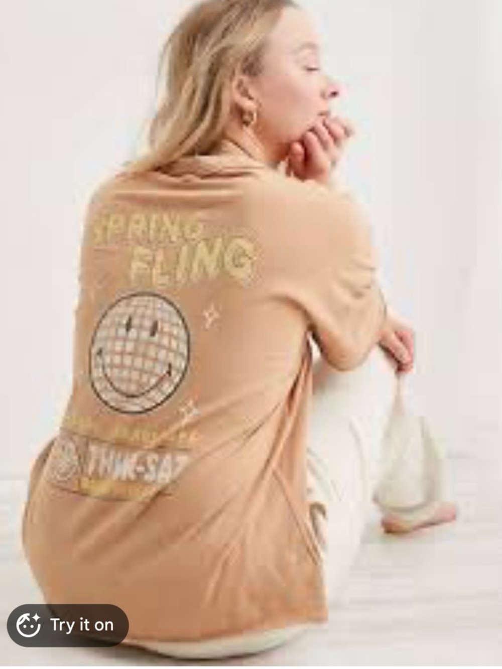 aerie Tan Crewneck Graphic Tee